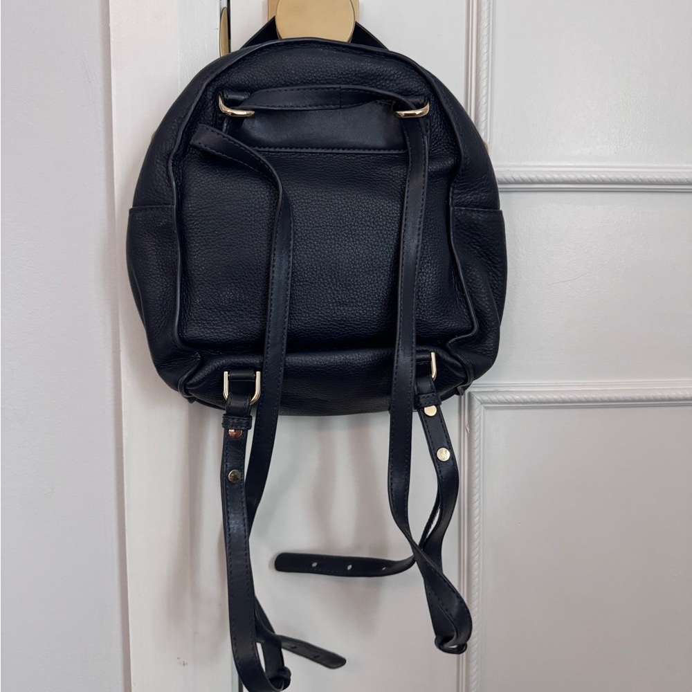 Michael Kors Navy Leather MK Logo Backpack - Picture 2 of 5